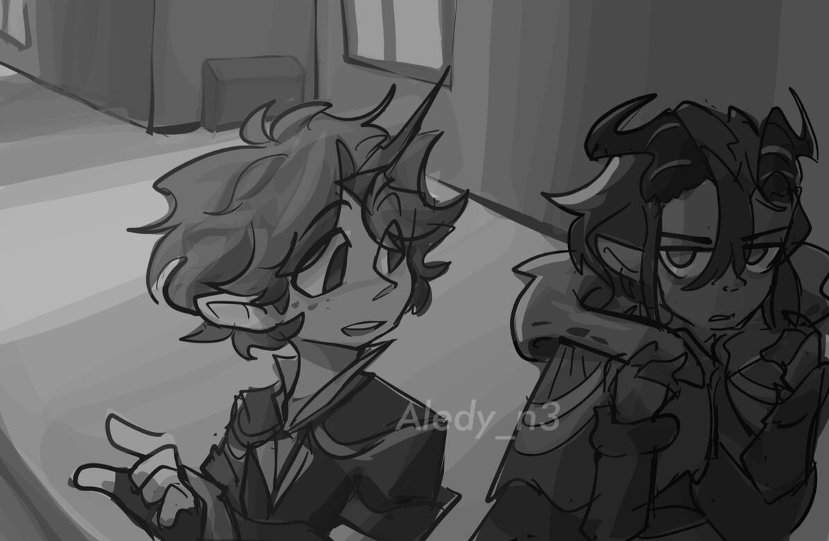 Half body / Grayscale Sketch + C. Background